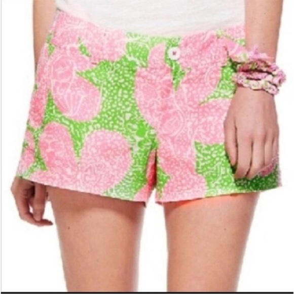 Lilly Pulitzer Limeade Cheat Ya Pink Walsh Shorts - Picture 2 of 5